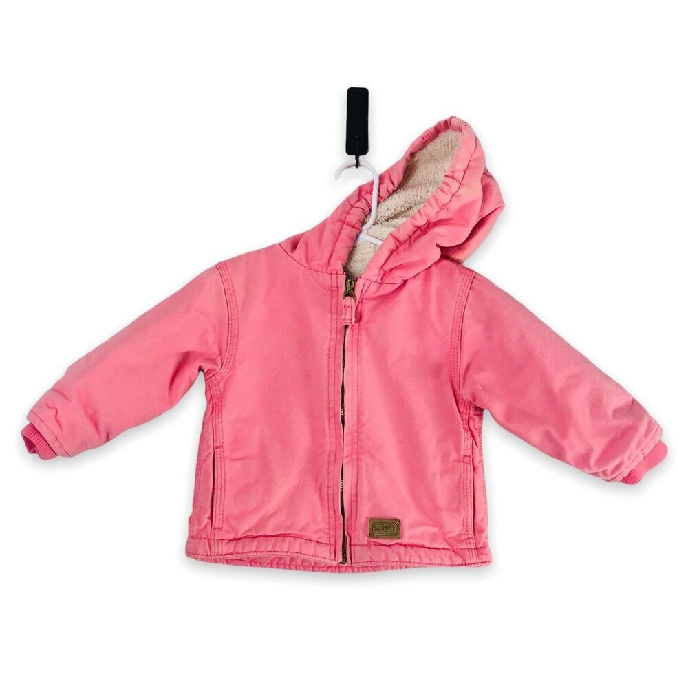 C.E. Schmidt Workwear Girls 12 Month Coat Pink Canvas Sherpa Beater‎ Distressed